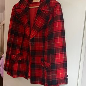 Pendleton Red and Black Plaid Blazer